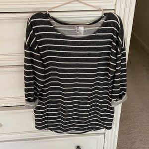 Grey and white striped top